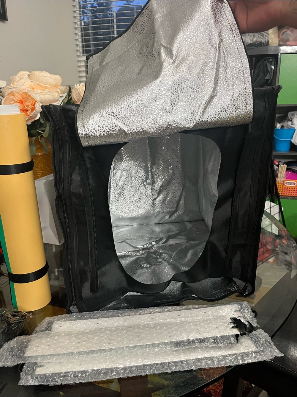 Portable Black Photography Light Tent with Silver Interior